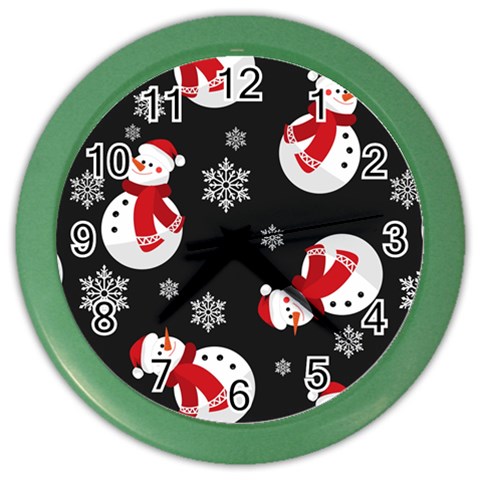 Christmas Texture, Retro Background With Snowmen Color Wall Clock from ArtsNow.com Front