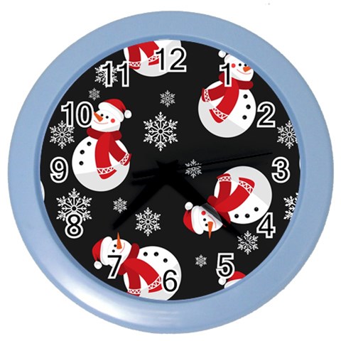 Christmas Texture, Retro Background With Snowmen Color Wall Clock from ArtsNow.com Front