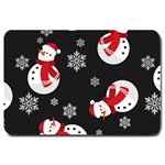 Christmas Texture, Retro Background With Snowmen Large Doormat