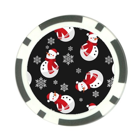 Christmas Texture, Retro Background With Snowmen Poker Chip Card Guard from ArtsNow.com Front