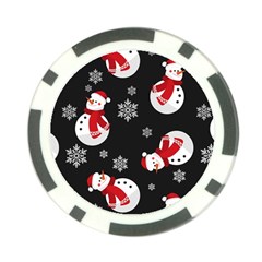 Christmas Texture, Retro Background With Snowmen Poker Chip Card Guard from ArtsNow.com Front