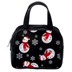 Christmas Texture, Retro Background With Snowmen Classic Handbag (One Side)