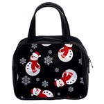 Christmas Texture, Retro Background With Snowmen Classic Handbag (Two Sides)