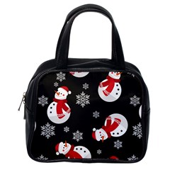 Christmas Texture, Retro Background With Snowmen Classic Handbag (Two Sides) from ArtsNow.com Back