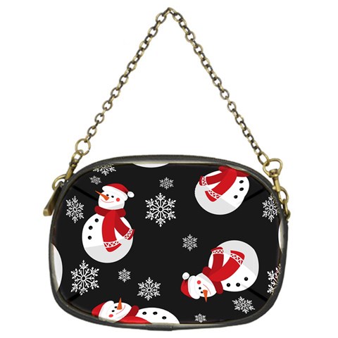 Christmas Texture, Retro Background With Snowmen Chain Purse (One Side) from ArtsNow.com Front