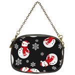 Christmas Texture, Retro Background With Snowmen Chain Purse (Two Sides)