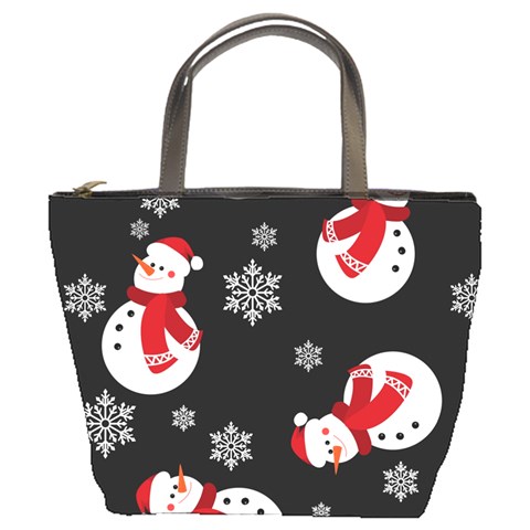 Christmas Texture, Retro Background With Snowmen Bucket Bag from ArtsNow.com Front