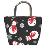 Christmas Texture, Retro Background With Snowmen Bucket Bag