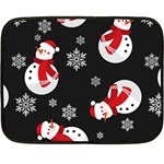 Christmas Texture, Retro Background With Snowmen Two Sides Fleece Blanket (Mini)