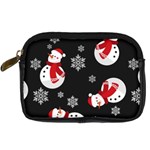 Christmas Texture, Retro Background With Snowmen Digital Camera Leather Case