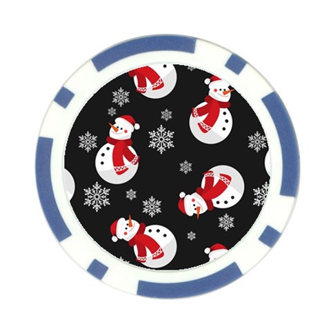 Christmas Texture, Retro Background With Snowmen Poker Chip Card Guard (10 pack) from ArtsNow.com Front