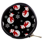 Christmas Texture, Retro Background With Snowmen Mini Makeup Bag