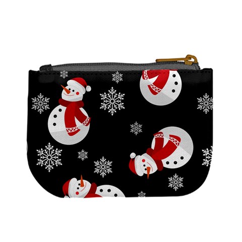 Christmas Texture, Retro Background With Snowmen Mini Coin Purse from ArtsNow.com Back