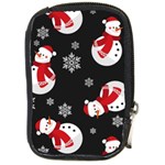 Christmas Texture, Retro Background With Snowmen Compact Camera Leather Case