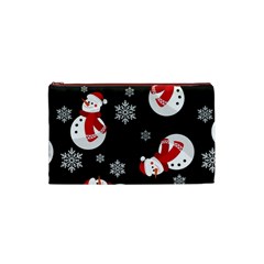 Christmas Texture, Retro Background With Snowmen Cosmetic Bag (Small) from ArtsNow.com Front