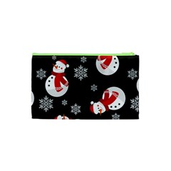 Christmas Texture, Retro Background With Snowmen Cosmetic Bag (Small) from ArtsNow.com Back