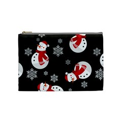 Christmas Texture, Retro Background With Snowmen Cosmetic Bag (Medium) from ArtsNow.com Front