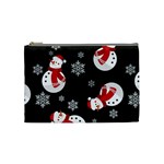 Christmas Texture, Retro Background With Snowmen Cosmetic Bag (Medium)