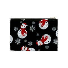 Christmas Texture, Retro Background With Snowmen Cosmetic Bag (Medium) from ArtsNow.com Back