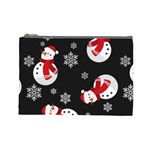 Christmas Texture, Retro Background With Snowmen Cosmetic Bag (Large)