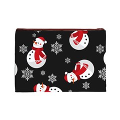 Christmas Texture, Retro Background With Snowmen Cosmetic Bag (Large) from ArtsNow.com Back