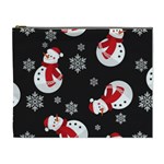 Christmas Texture, Retro Background With Snowmen Cosmetic Bag (XL)