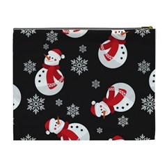 Christmas Texture, Retro Background With Snowmen Cosmetic Bag (XL) from ArtsNow.com Back