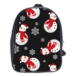 Christmas Texture, Retro Background With Snowmen School Bag (Large)