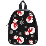 Christmas Texture, Retro Background With Snowmen School Bag (Small)