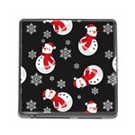 Christmas Texture, Retro Background With Snowmen Memory Card Reader (Square 5 Slot)