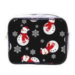 Christmas Texture, Retro Background With Snowmen Mini Toiletries Bag (One Side)