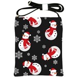 Christmas Texture, Retro Background With Snowmen Shoulder Sling Bag