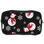 Christmas Texture, Retro Background With Snowmen Toiletries Bag (One Side)