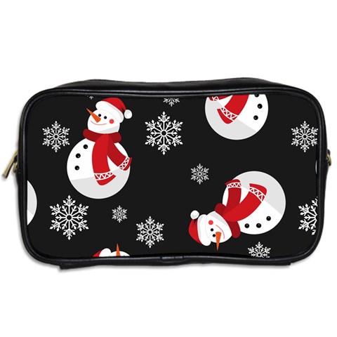 Christmas Texture, Retro Background With Snowmen Toiletries Bag (Two Sides) from ArtsNow.com Back