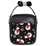 Christmas Texture, Retro Background With Snowmen Girls Sling Bag