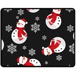 Christmas Texture, Retro Background With Snowmen Fleece Blanket (Medium)