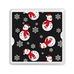 Christmas Texture, Retro Background With Snowmen Memory Card Reader (Square)