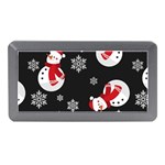 Christmas Texture, Retro Background With Snowmen Memory Card Reader (Mini)