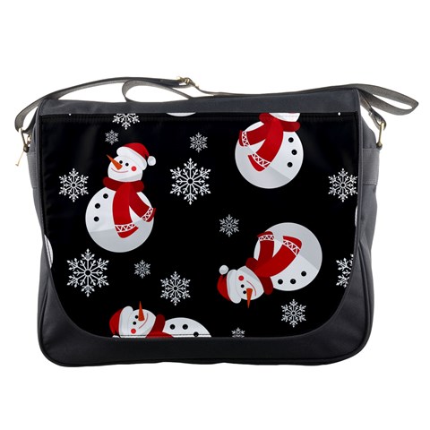 Christmas Texture, Retro Background With Snowmen Messenger Bag from ArtsNow.com Front