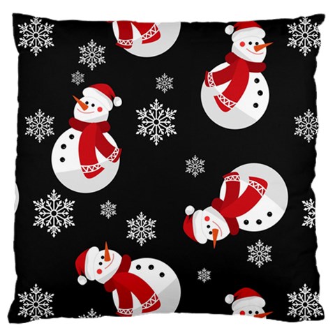 Christmas Texture, Retro Background With Snowmen Large Cushion Case (One Side) from ArtsNow.com Front