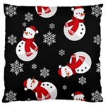 Christmas Texture, Retro Background With Snowmen Large Cushion Case (One Side)