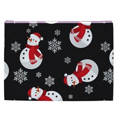 Christmas Texture, Retro Background With Snowmen Cosmetic Bag (XXL) from ArtsNow.com Front