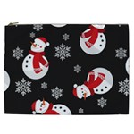 Christmas Texture, Retro Background With Snowmen Cosmetic Bag (XXL)