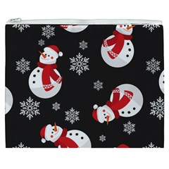 Christmas Texture, Retro Background With Snowmen Cosmetic Bag (XXXL) from ArtsNow.com Front