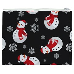 Christmas Texture, Retro Background With Snowmen Cosmetic Bag (XXXL) from ArtsNow.com Back