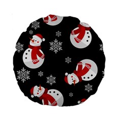 Christmas Texture, Retro Background With Snowmen Standard 15  Premium Round Cushions from ArtsNow.com Front