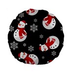 Christmas Texture, Retro Background With Snowmen Standard 15  Premium Round Cushions