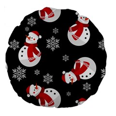 Christmas Texture, Retro Background With Snowmen Large 18  Premium Round Cushions from ArtsNow.com Front