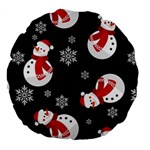 Christmas Texture, Retro Background With Snowmen Large 18  Premium Round Cushions