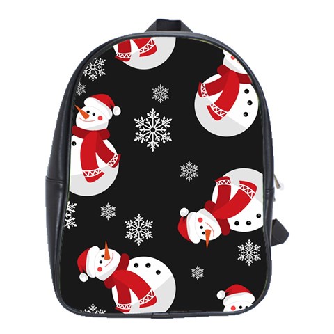 Christmas Texture, Retro Background With Snowmen School Bag (XL) from ArtsNow.com Front